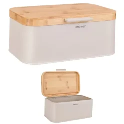 Brødkasser & Brødposer>Brødkasse med trælåg KINGHOFF KH-1928 brødbeholder