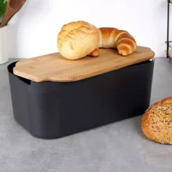 Brødkasser & Brødposer>Brødkasse til rundstykker med bambusbræt Køkken