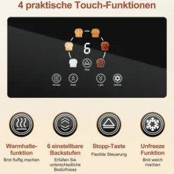 Brødrister, LCD Touch Display, 7 Ristningsniveauer,EU Online
