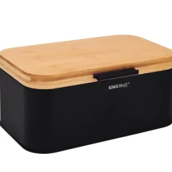 Brødkasser & Brødposer>Brødspand i stål med bambusbetræk KINGHOFF KH-1735