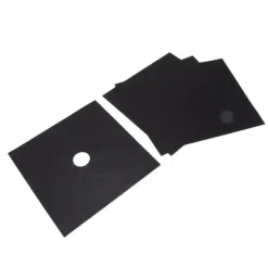 Komfurer>Brænderbeskyttelsessæt til komfur - Non-stick beskyttelsesmåtte til gaskomfur i køkkenet (4 stk., sort, 27x27 cm)