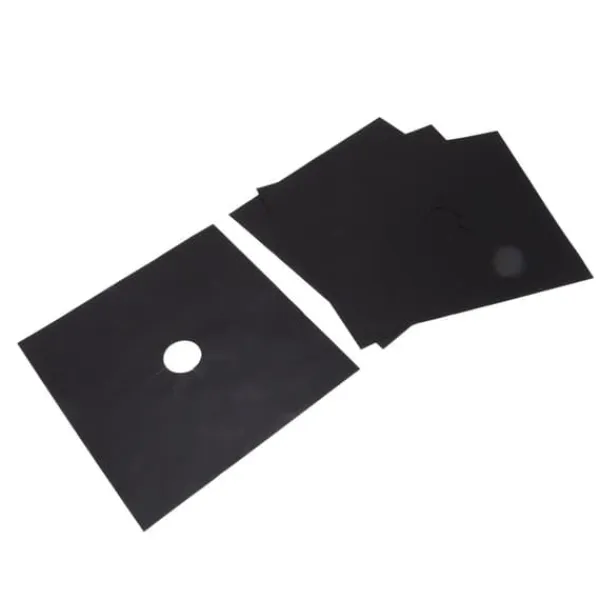 Komfurer>Brænderbeskyttelsessæt til komfur - Non-stick beskyttelsesmåtte til gaskomfur i køkkenet (4 stk., sort, 27x27 cm)