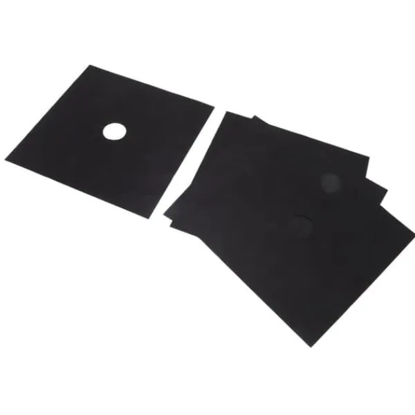 Komfurer>Brænderbeskyttelsessæt til komfur - Non-stick beskyttelsesmåtte til gaskomfur i køkkenet (4 stk., sort, 27x27 cm)