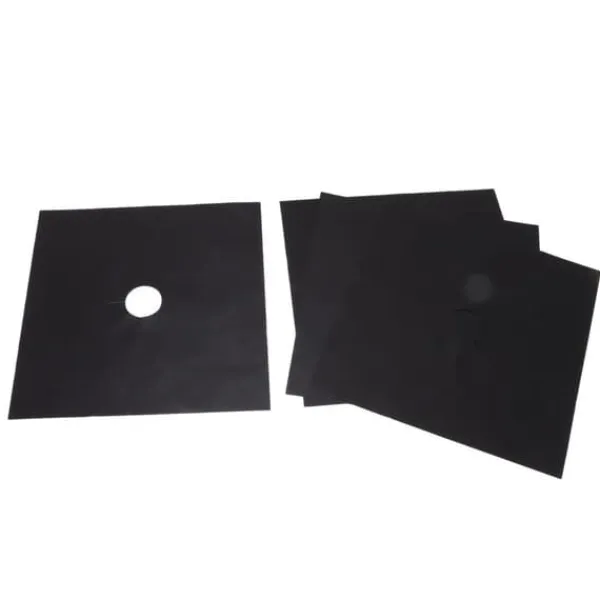 Komfurer>Brænderbeskyttelsessæt til komfur - Non-stick beskyttelsesmåtte til gaskomfur i køkkenet (4 stk., sort, 27x27 cm)