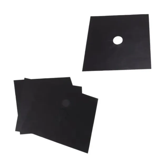 Komfurer>Brænderbeskyttelsessæt til komfur - Non-stick beskyttelsesmåtte til gaskomfur i køkkenet (4 stk., sort, 27x27 cm)