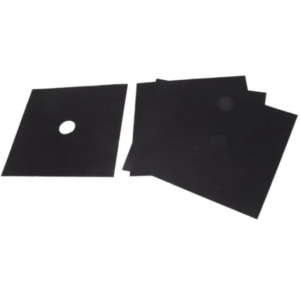 Komfurer>Brænderbeskyttelsessæt til komfur - Non-stick beskyttelsesmåtte til gaskomfur i køkkenet (4 stk., sort, 27x27 cm)