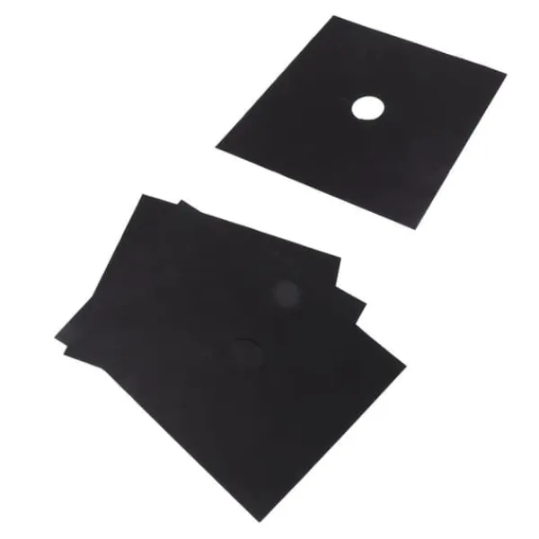 Komfurer>Brænderbeskyttelsessæt til komfur - Non-stick beskyttelsesmåtte til gaskomfur i køkkenet (4 stk., sort, 27x27 cm)