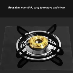 Brænderbeskyttere til gaskomfur - Sæt med 4, non-stick oliebeskyttelsesmåtter (sort) Outlet