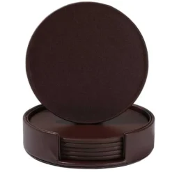 Brun glas baserer PU-læder 6-pack med holder Hot