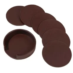 Brun glas baserer PU-læder 6-pack med holder Hot