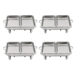 Buffet Chafing Dish Sæt, 4-delt Madvarmer, Alkoholbrænder Inkluderet