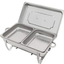 Buffet Chafing Dish Sæt, Varmefad med spritbrænder, 4-delt sæt inkl. tang og skeer New