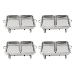 Buffet Chafing Dish Sæt, Varmefad med spritbrænder, 4-delt sæt inkl. tang og skeer New