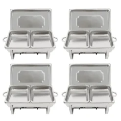 Buffet Chafing Dish Sæt, Varmefad med spritbrænder, 4-delt sæt inkl. tang og skeer New