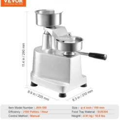 Burgerpatty-maskine, 29x21x29 cm, rustfrit stål Outlet