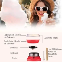 Candyflossmaskine model 1, rød – til lækkerier på fest & events Clearance