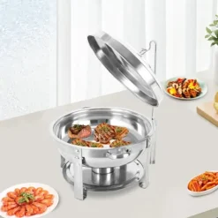 Chafing Dish - Buffetvarmer - Rund - Til Catering - Til Fester & Arrangementer - Sølv Discount