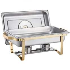 Chafing Dish Buffet Sæt, 4 stk 8 Qt, Rustfrit Stål, Guld, Catering Varmer Sale
