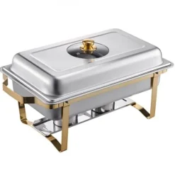 Chafing Dish Buffet Sæt, 4 stk 8 Qt, Rustfrit Stål, Guld, Catering Varmer Sale