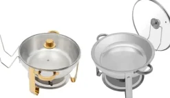 Chafing Dish Buffet-sæt - Rund Madvarmer 5 L - Rustfrit Stål - Til Buffet & Catering - Sølv Hot