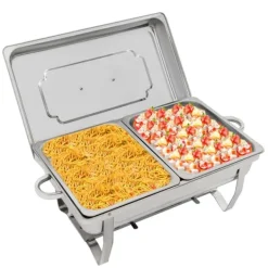 Tilbehør Til Madservering>Chafing Dish Buffetvarmer - Sæt - 4-pak - 9 L - 53 x 33,5 cm - Højde 30 cm - Til ca. 10 personer - Lysegrå
