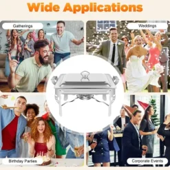 Chafing dish buffetvarmer, hvid, 6/9 L, 3×3 L indsatsbakker, til storkøkken, catering & buffet Hot