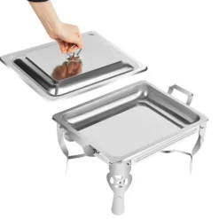 Chafing dish buffetvarmer, hvid, 6/9 L, 3×3 L indsatsbakker, til storkøkken, catering & buffet Hot