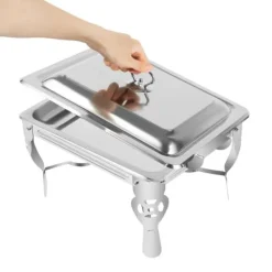 Chafing dish buffetvarmer, hvid, 6/9 L, 3×3 L indsatsbakker, til storkøkken, catering & buffet Hot