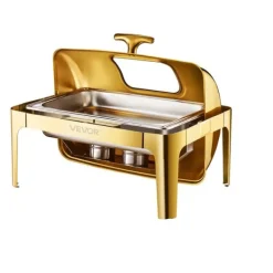 Madopvarmere>Chafing Dish, Holdbart Rustfrit Stål, Rulletop Design,Guld