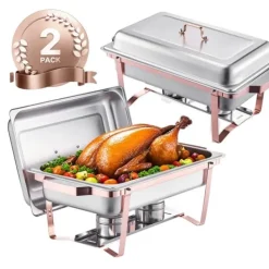 Tilbehør Til Madservering>Chafing Dish, Rustfrit Stål, 8 Quart Kapacitet,rosaguld