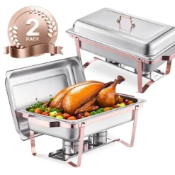 Tilbehør Til Madservering>Chafing Dish, Rustfrit Stål, 8 Quart Kapacitet,rosaguld