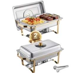 Chafing Dish, Rustfrit Stål, Halv Størrelse Pande Kompatibel,2 pak Online