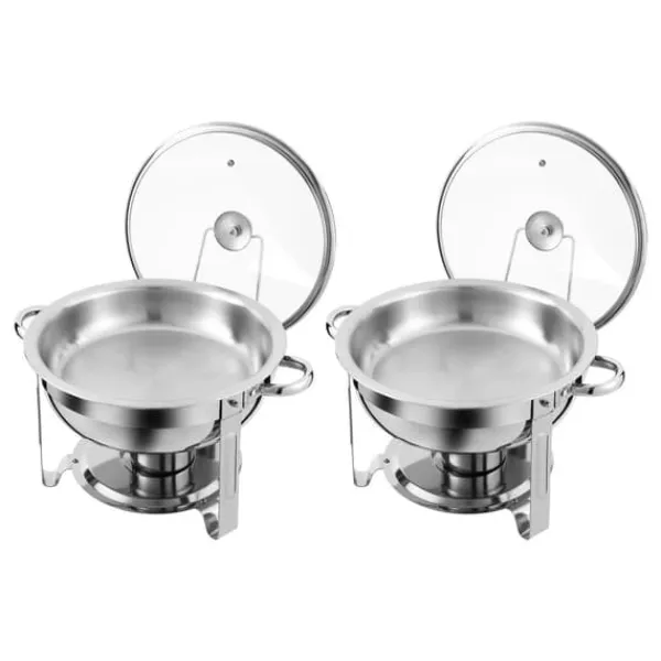 Madopvarmere>Chafing Dish Sæt - Buffetvarmer Bordmodel - Sæt med 2 - Med Låg - Rustfrit Stål