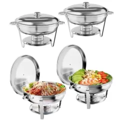 Madopvarmere>Chafing Dish Sæt, 5 Quart Kapacitet, Rustfrit Stål Konstruktion,4stk
