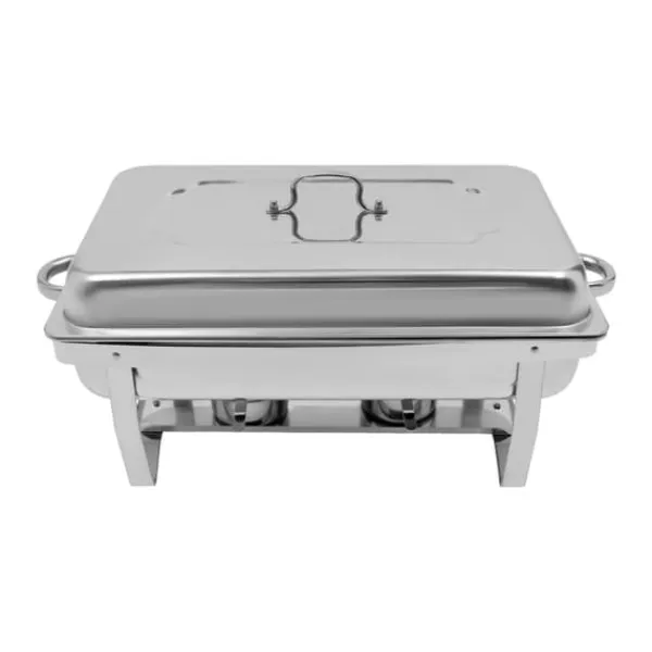 Tilbehør Til Madservering>Chafing Dish Sæt, Rustfrit Stål, 4 Madpander, 3,7 Qt Pande Kapacitet, Energi Effektiv Brændstofkilde, Ideel til Catering