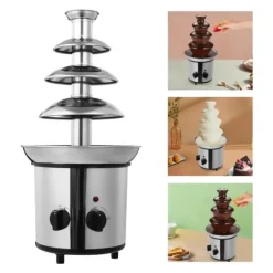 Chokoladefontæne - Elektrisk - 4 niveauer - 170 W - Stor kapacitet - Fest & bryllup - Sølv Best