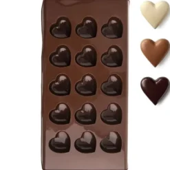 Chokoladepralineform, brun silikoneform, SILLINIE hjerte, ORION 151744 Best