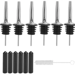 Flaskepropper>Classic Silikone Flaskeåbner med Støvhætte og Børste til Vin - Rustfrit Stål