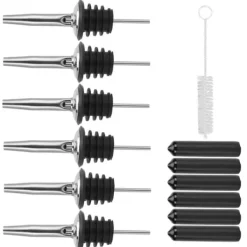 Flaskepropper>Classic Silikone Flaskeåbner med Støvhætte og Børste til Vin - Rustfrit Stål