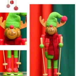 30CM juleslæde, valnøddeklemme, valnøddesoldat, massiv trædekorationsgave, håndværksmæssig pynt Clearance