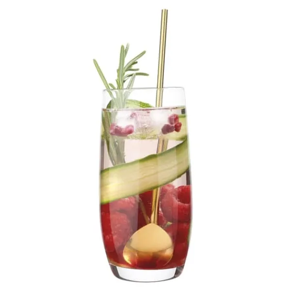 Bestik>Cocktailskeer med sugerør, 6 stk., 20 cm, rustfrit stål, guldfarvet Coffee Culture / Cilio