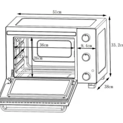 CONTINENTAL EDISON CEMF35B4 - Elektrisk miniugn 35L svart - 1500W - Rotisserie, Naturlig konvektion New