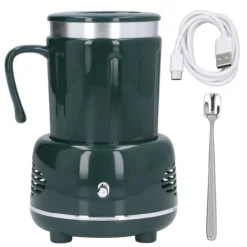 Cooler Warmer Cup Snabbkylning Uppvärmning Enkel kontroll Böjt handtag Halkskyddade kuddar Kaffevärmare för kaffebjörn Flaska Grön