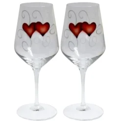 Glas>Crystal Ink Wine Glass Heart 35cl, 2-pack - Nybro