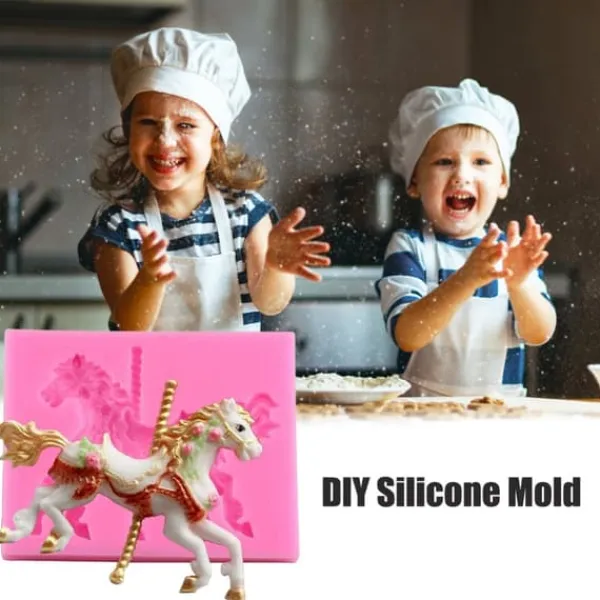 3D Karruselhest Silikoneform - Non-stick Fondantform til Kagedekoration og Chokoladebagning Discount