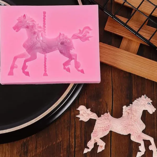 3D Karruselhest Silikoneform - Non-stick Fondantform til Kagedekoration og Chokoladebagning Discount
