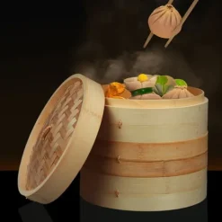 Madlavningsmaskiner>Dampkoger, Bambus 3-lags, 22.5x24 cm, Natur
