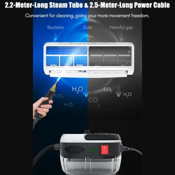 Damprenser - Bærbar Højtryksdamprenser - 2500 W - Tryksat Højtemperaturdamp - 220 V EU-stik - CE-godkendt - Mod Fedt & Pletter - Hvid Online