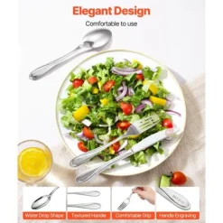 65-dele sølvtøjssæt, rustfrit stål bestik, komplet redskaber til 12 personer, høj kvalitet, holdbart Online