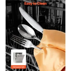 65-dele sølvtøjssæt, rustfrit stål bestik, komplet redskaber til 12 personer, høj kvalitet, holdbart Online